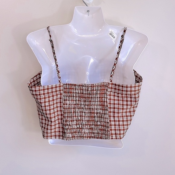 NWOT PacSun Lottie Moss Plaid Bustier Crop Top Brown and White Size Medium - Picture 3 of 9